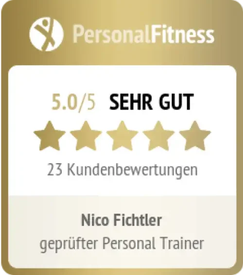 Bewertungssiegel PersonalFitness: 5,0 von 5, sehr gut, 23 Kundenbewertungen